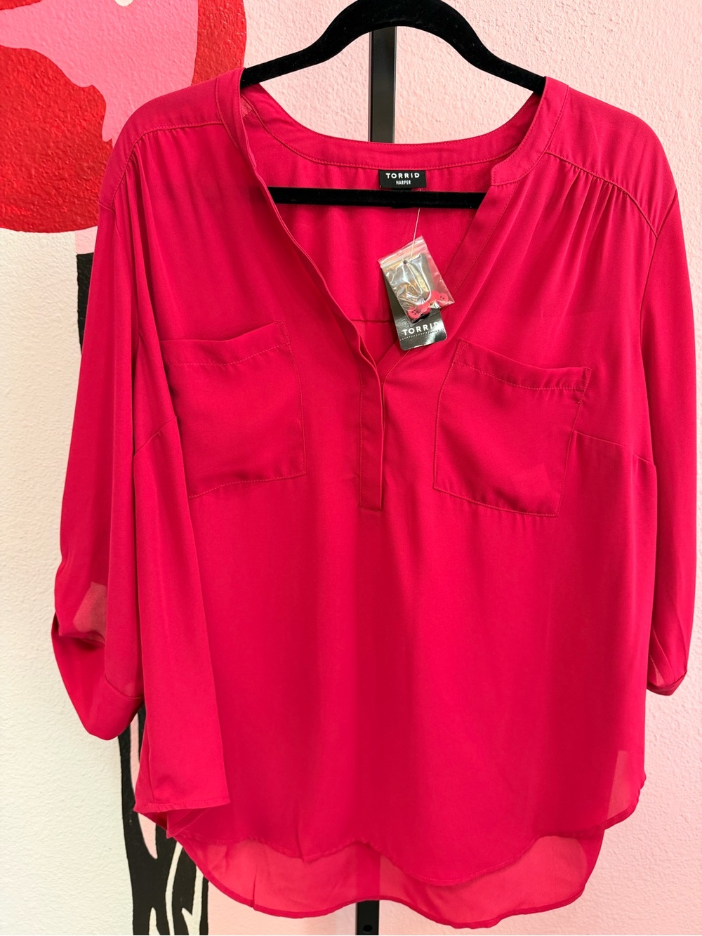 *NEW* TORRID HARPER GEORGETTE PULLOVER 3/4 SLEEVE BLOUSE TOP Size 1X